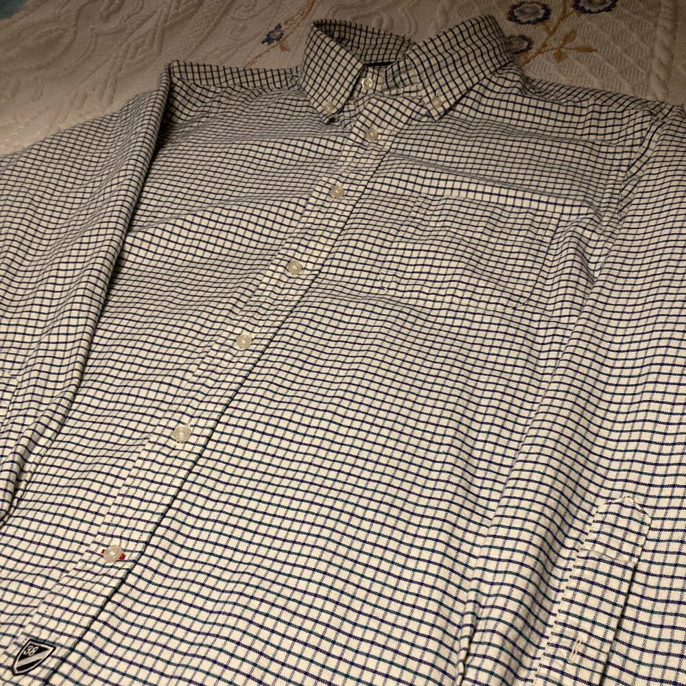Vintage Cremieux - Size L - White with Subtle Blue / Purple plaid